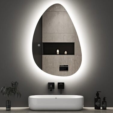 LED дзеркало для ванної кімнати Boromal 100x60 см з підсвічуванням, регульоване світло 3000-6500K, 3410LM, 3 кольори, сенсорне керування