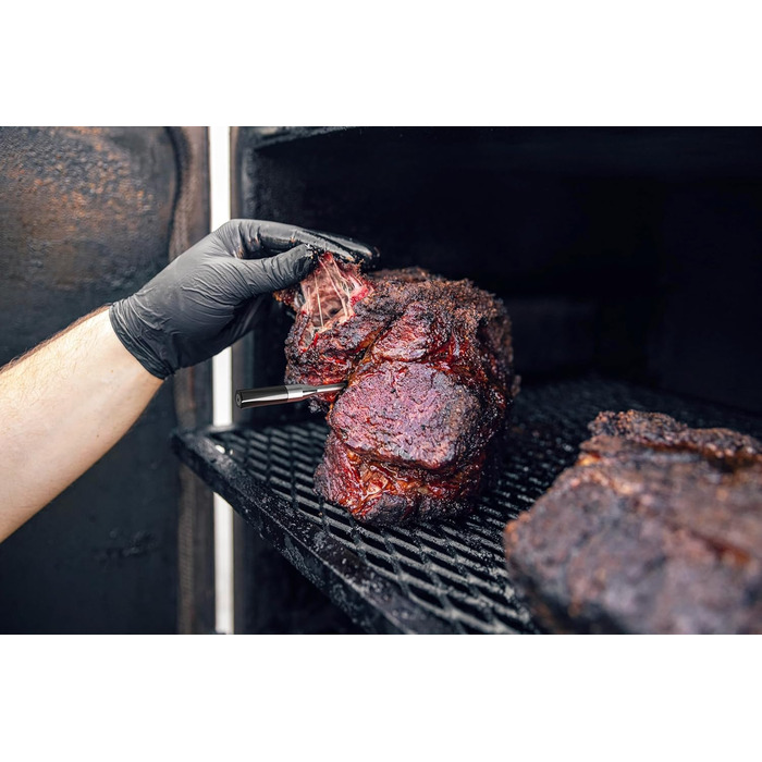 Бездротовий термометр для м'яса TFA Dostmann SMART BBQ з дальністю 70 м, для гриля/духовки/фритюрниці, миється в посудомийній машині, чорно-сірий