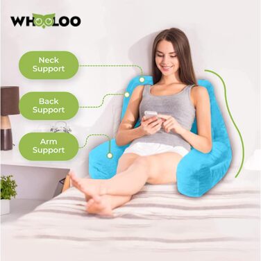 Подушка для сидіння в ліжку з підтримкою спини, великий кут нахилу для дорослих, для перегляду телевізора, підставка для ліжка, для людей з ГЕРХ, печією, відновлення, храпіння, виготовлена у США, 100% піна з пам'яті ефектом