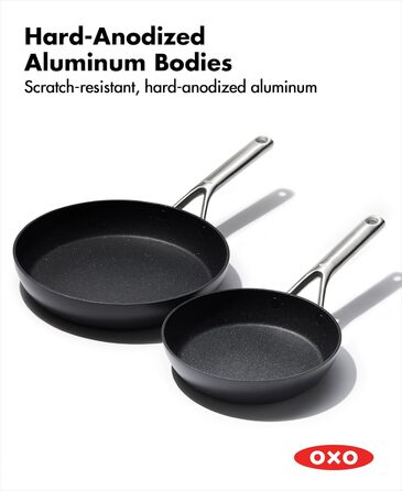 Набір сковорідок OXO Pro Professional Ceramic Non-Stick, 2 шт., 20.3 см та 25.4 см, чорний