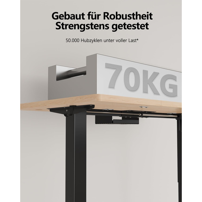 Регульований стіл Flamaker: електричний, з пам'яттю, для офісу та дому, 140 x 70 см, коричневий (бежево-чорний)