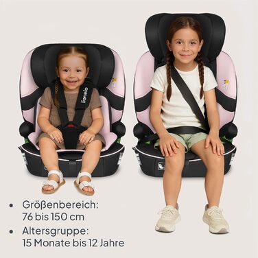 Автокрісло Lionelo Billy i-Size 76-150 см (15 міс - 12 років), R129, ISOFIX, Top Tether, 5-точковий ремінь, бічний захист (Рожеве)