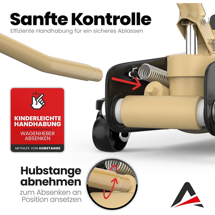 Гідравлічний домкрат Wagenheber 2.5T низькопрофільний для легкових авто та авто з заниженою підвіскою, до 2500 кг, бежевий + 3 гумові накладки та адаптер
