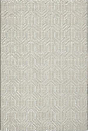 Сучасний килим для вітальні, елегантний блискучий килим з коротким ворсом для вітальні сірого кольору з золотим візерунком з срібного пір'я, килим (160 х 230 см, кремовий візерунок)