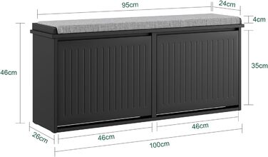 Взуттєва шафа SoBuy з 2 відкидними кришками, вузька, з 4 полицями, біла, 61x100x26 см, FSR165-W (з лавкою, чорна)