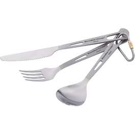 Набір туристичного посуду iBasingo Titan 3 шт. (вилка, ложка, ніж) з нержавіючої сталі - для кемпінгу, риболовлі, пікніків, грилів