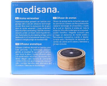 Медісана 625 р. н.е. Аромадифузор Бамбук Освіжувач кімнат Освіжувач повітря Ароматична лампа з таймером Домашній ароматизатор електричний Ефірні олії Ароматичні олії Світло для здоров'я в 6 кольорах 100 мл, ука бамбукового вигляду