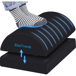 Підставка для ніг під стіл BlissTrends - регульована, для офісу, дому та авто, чорна, X-Large