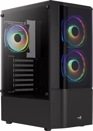 Комп'ютерний корпус ATX AeroCool Quantum v2 RGB із скляними панелями, чорний
