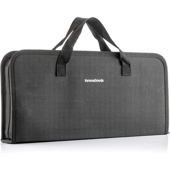 Набір гриля InnovaGoods 12 предметів: інструменти з нержавіючої сталі, термостійкі ручки, кейс, миється в посудомийній машині, чорний, сталь, нержавіюча сталь