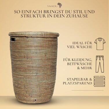 Кошик для білизни YAADU з кришкою - XXL, великий контейнер для білизни, чорний плоский корзину, ящик для білизни