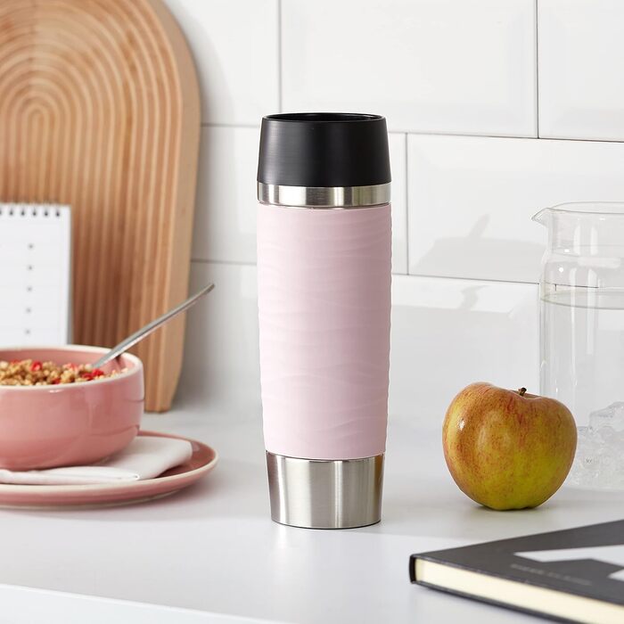 Термокружка EMSA Wave Design N2011900, 0,5 л, рожева, з клапаном, 6 годин гаряча/12 годин холодна