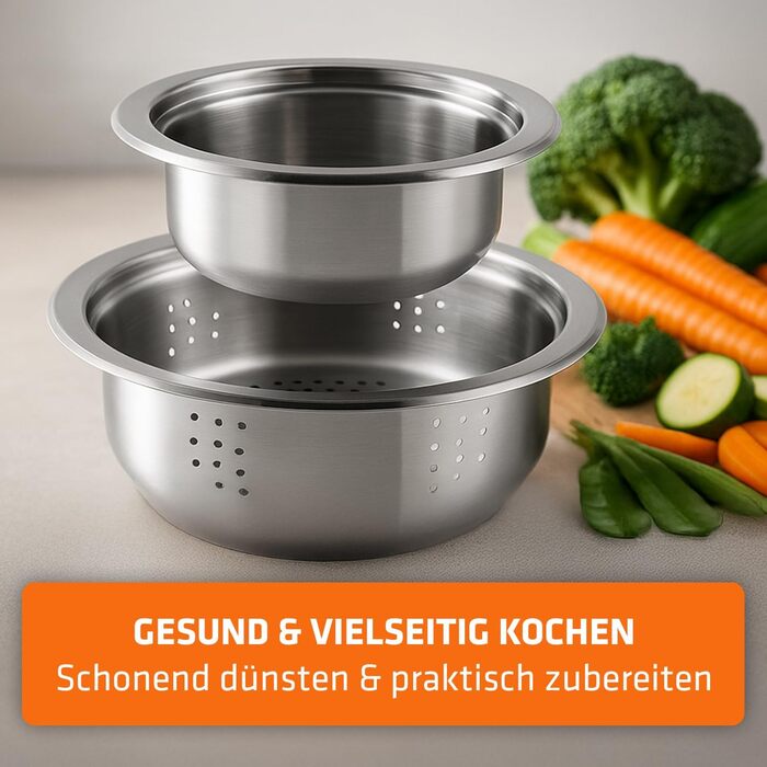 Набір каструль Berndes 6-ти частинний з нержавіючої сталі, індукційне дно, економія місця