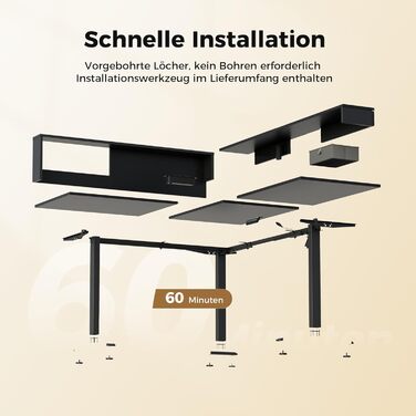 Регульований кутовий стіл Agilestic 160x140 см з LED та вилкою (Чорний)