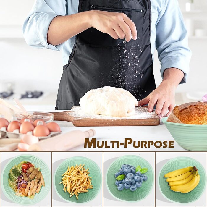 Силіконове відерце для хліба, корзина для випікання, набір для приготування закваски, 9 дюймів (кругле) та 10 дюймів (овальне)