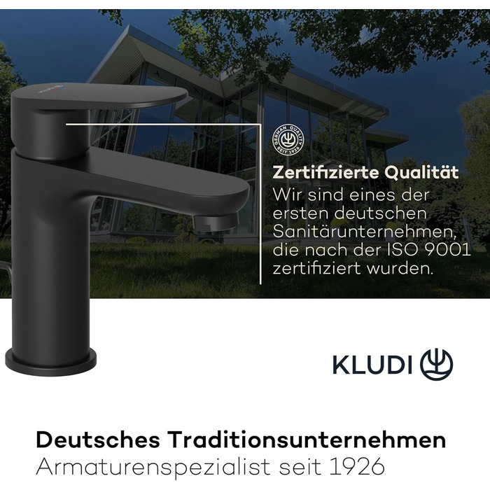 Змішувач для ванної кімнати KLUDI-X1 низького тиску з виливом 95 см, водозберігаючий, з керамічним картриджем, чорний матовий, з 3 штуцерами (для бойлера)