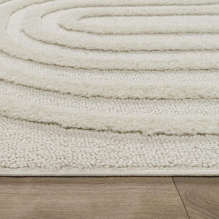 Домашній килим Paco з високим ворсом для вітальні, кошлатий 3D, вінтажний вид в стилі етно-бохо, мякий, розмір колір (160x220 см, кремовий 7)