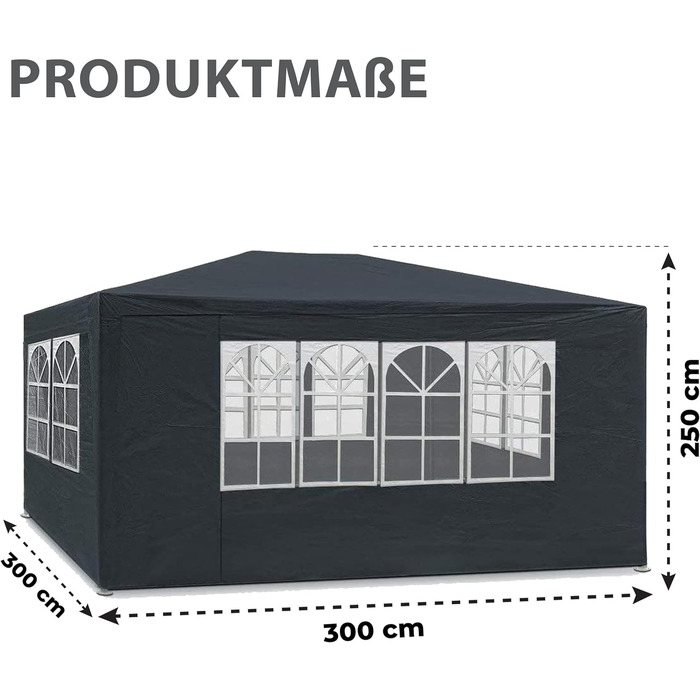 Альтанка MaxxGarden 3x4 м - Садовий намет - шатро - 12 м - Захист від ультрафіолету 50 - Водонепроникний - 4 бічні панелі (сірий)