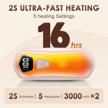 Електричні грілки для рук 2 шт. з акумулятором 6000mAh, 5 режимів нагріву, USB, для кемпінгу, подарунок для жінок та чоловіків (Рожевий)