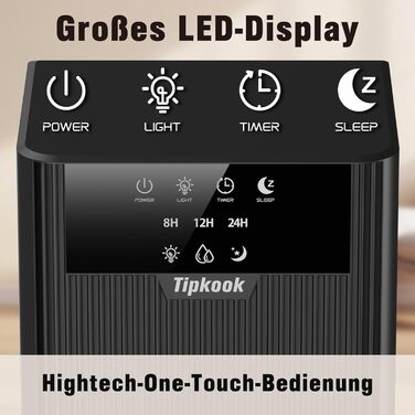 Електричний осушувач повітря Tipkook 2400 мл з автоматичним розморожуванням, 10 кольорів підсвічування, таймер 8/12/24 год, 35 дБ, портативний для ванної, спальні, кухні, шафи (новий, чорний)