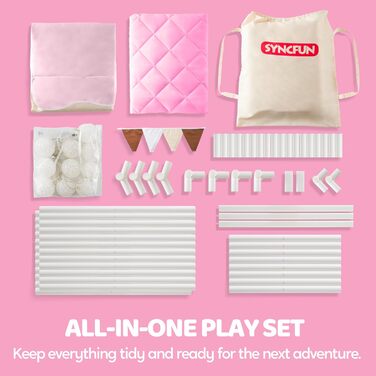 Дитячий намет SYNCFUN з килимком та світлом для гри в приміщенні. Ігровий будиночок для дівчаток 3-13 років. Рожевий намет для дітей