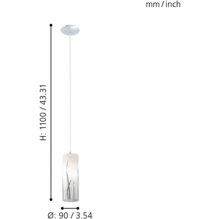 Настільна лампа EGLO Rivato, настільна лампа на 1 світло, елегантна, приліжкова лампа зі скла з декором, лампа для вітальні в хромі, біла, лампа з вимикачем, цоколь E27 (підвісна лампа на 1 світло)