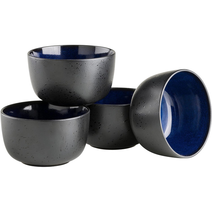 Набір MSER Niara, вінтажний, керамічний, сірий/чорний (миски для круп, синій/чорний)