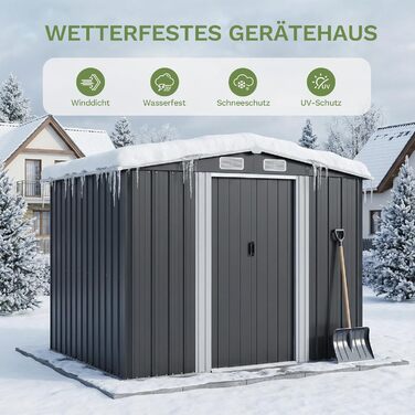Сарай металевий Devoko 96x98x160 см з похилим дахом, антрацит. Садовий будиночок з дверима, рукавичками. Міцний, стійкий до іржі.