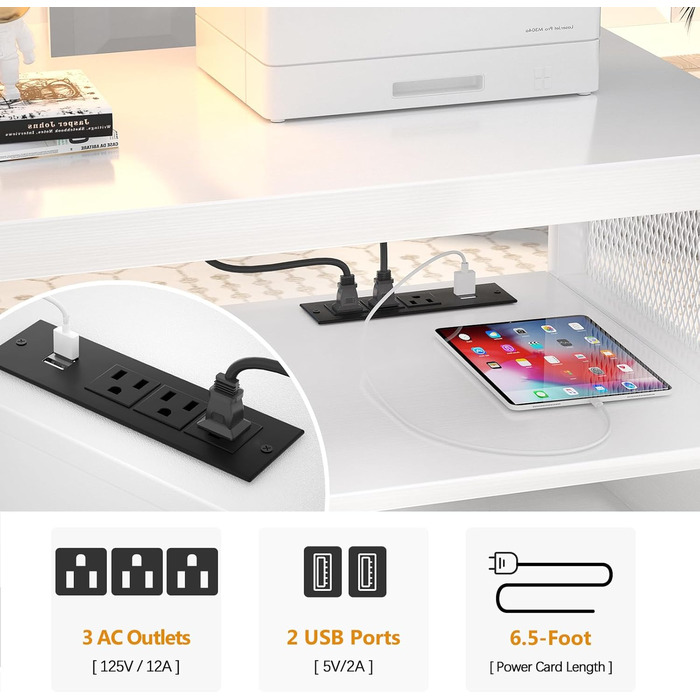 Шафа для документів Unikito з розеткою та USB-зарядкою, біла. Шафа для офісу на колесах, з полицями та замком