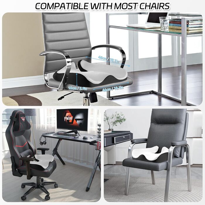 Ортопедична подушка для сидіння на офісне крісло, для спини, з memory foam, сіра