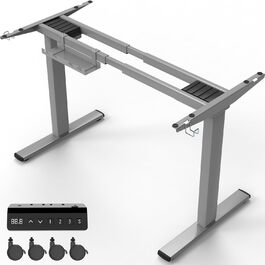 Електричний стіл Homall з регулюванням висоти, 2 мотори, підйом до 100 кг, телескопічний, пам'ять, захист від зіткнень, сірий