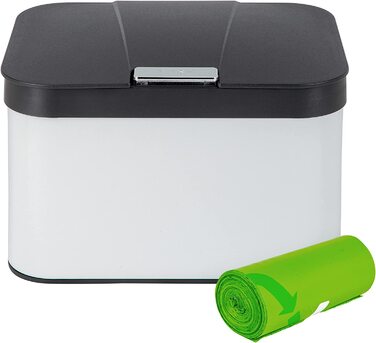 Контейнер для органічних відходів ONVAYA для кухні / контейнер для компосту з кришкою / контейнер для органічних відходів з нержавіючої сталі / органічний контейнер для відходів / без запаху і герметичний / 4,3 літра (нержавіюча сталь білого кольору з міш