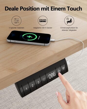 Регульований стіл Flamaker: електричний, з пам'яттю, для офісу та дому, 140 x 70 см, коричневий (бежево-чорний)