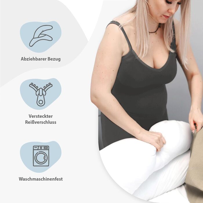 Подушка для вагітних Totsy Baby XXL: комфортна підтримка тіла, 190 см, бавовна, Oeko-Tex, бежева з зірками