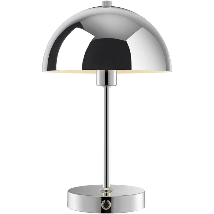 LED настільна лампа Mokebo® 'Leuchtturm' бездротова, акумуляторна, диммер, USB-C, вінтажний квітковий горщик, гриб, нічник, тауп, метал, тепле біле світло (сріблястий)