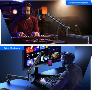 Стійка-тримач для мікрофона Aokeo AK-58 низькопрофільна, для HyperX QuadCast, SoloCast, Elgato Wave, Shure SM7B, Blue Yeti, Blue Snowball