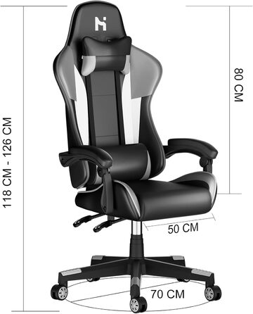 Ігрове крісло HLONONE ергономічне регульоване PU шкіра сіре
