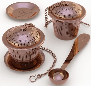 Ситечко для чаю Apace (набір з 2 шт. ) з чайною ложкою і піддоном для збору крапель-ультратонке заварювальне чайне яйце з нержавіючої сталі для заварювання розсипного чайного листя
