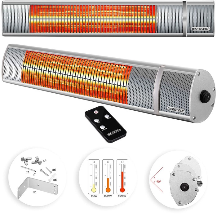 Променистий обігрівач MZH2000 срібло 2000W