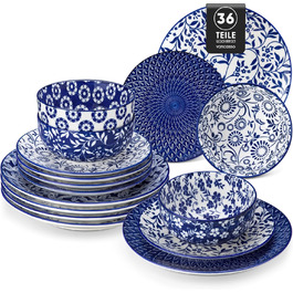 Набір кавових чашок Vancasso Selene, 6 шт., 360 мл, порцеляна, блакитно-білий вінтажний дизайн