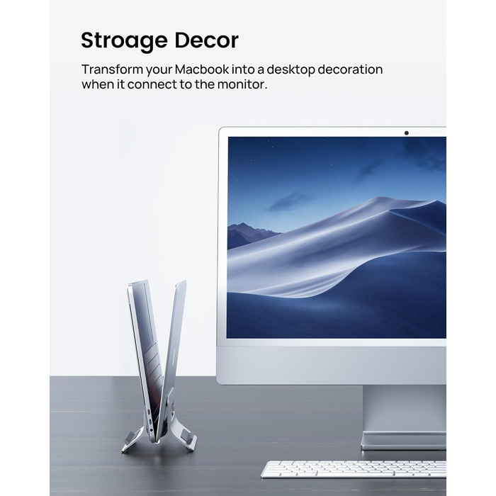 Підставка для ноутбука SODI вертикальна, автоматична, з алюмінію, для MacBook Pro/Air, ноутбуків, планшетів, телефонів (срібна)