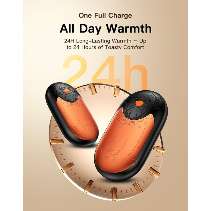 Електричний гріє для рук 2 шт. | Перезарядний кишеньковий гріє з 3 режимами нагріву, 6000mAh. Для жінок, чоловіків, кемпінгу, полювання, гольфу (Помаранчевий)