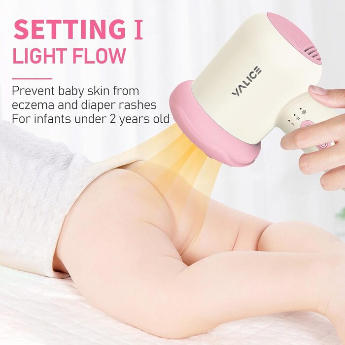 Бездротовий фен для немовлят, міні-фен для дітей, акумуляторний дитячий фен для чутливої шкіри з 3 швидкостями, підходить для 0-3 роки (Рожевий) Donut Рожевий