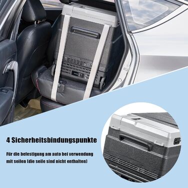 AAOBOSI Компресорна холодильна сумка 51л, 2-зонна холодильна сумка для авто 12v/230v з цифровим керуванням температурою, керуванням через додаток, анти-вібрація, для кемпінгу, вантажівки, човна, автодому, чорна