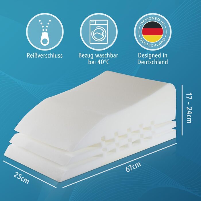 Ортопедична подушка для ніг Blumtal - регульована висота, проти набряків ніг, для дорослих, знімний чохол, білий/сірий