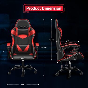 Ігрове крісло YSSOA dx Racer ергономічне регульоване макс 200 кг червоно-чорне