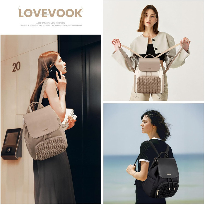 LOVEVOOK Рюкзак жіночий маленький, елегантний міський рюкзак, маленький денний рюкзак, водонепроникний, міні-рюкзак, casual, для подорожей, школи, роботи, чорний (13 дюймів, сірий)