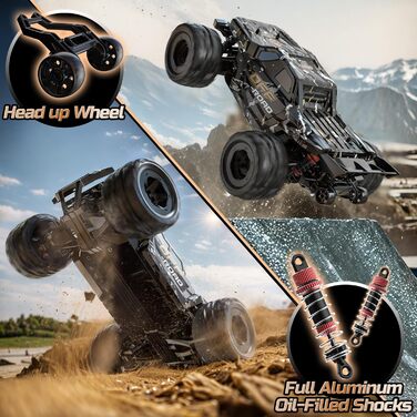 Радіокерований позашляховик DEERC 9309E 1:16 4WD 40 км/год, електричний монстр-трак для дорослих та дітей, водонепроникний, з 2 акумуляторами