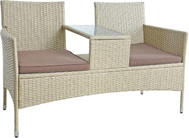 Садова банкетка ESTEXO з ротангу для 2 осіб, бежева: комплект садових меблів для балкона та саду