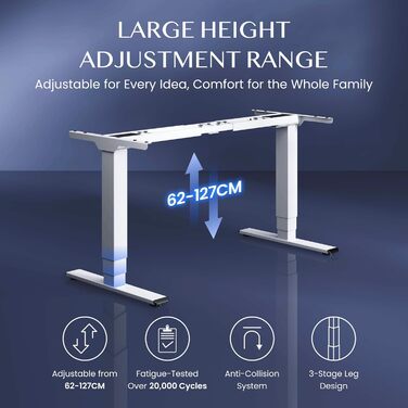 Регульований за висотою стіл FLEXISPOT E6: електричний, 160 кг, телескопічна база, пам'ять, LED дисплей, USB